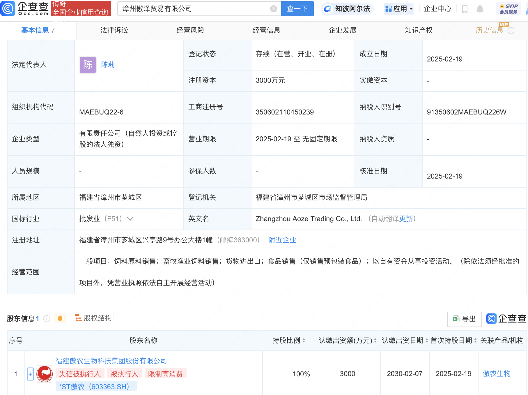 ST傲農(nóng)新設(shè)貿(mào)易公司，注冊(cè)資本3000萬布局飼料銷售